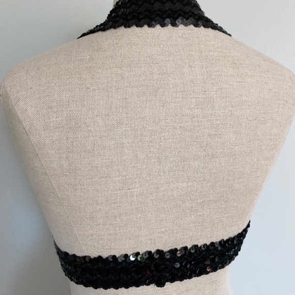 1970s Black Sequin Disco Top, Size S/M - Picture 5 of 7